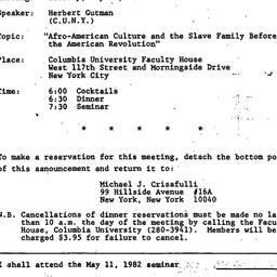 Announcements, 1982-05-11. ...