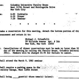 Announcements, 1982-03-09. ...