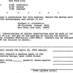 Announcements, 1984-04-10. ...