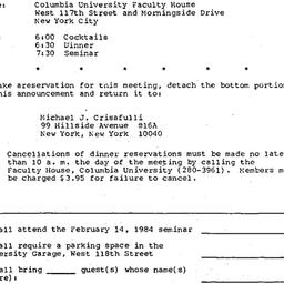 Announcements, 1984-02-14. ...