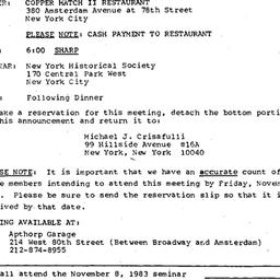 Announcements, 1983-11-08. ...