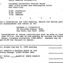 Announcements, 1984-05-08. ...