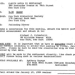 Announcements, 1984-01-10. ...