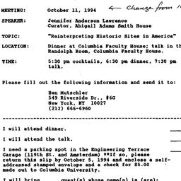 Announcements, 1994-10-11. ...