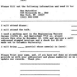 Announcements, 1994-11-15. ...