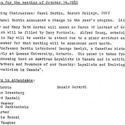 Minutes, 1980-10-14. Early ...