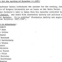 Minutes, 1980-11-11. Early ...