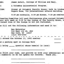 Announcements, 1992-10-13. ...