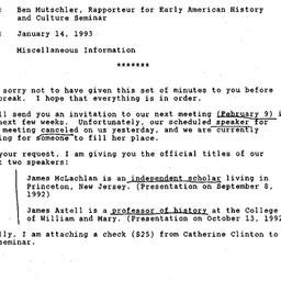 Correspondence, 1993-01-14....