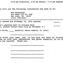 Announcements, 1992-11-10. ...