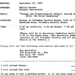 Announcements, 1995-09-12. ...