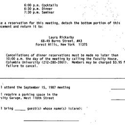 Announcements, 1987-09-15. ...