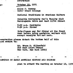 Announcements, 1971-10-12. ...
