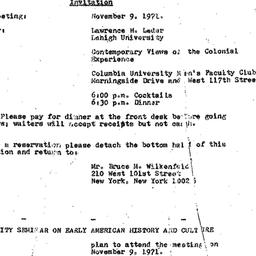 Announcements, 1971-11-09. ...