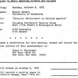 Announcements, 1979-10-09. ...