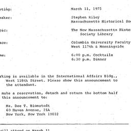 Announcements, 1975-03-11. ...