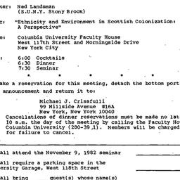 Announcements, 1982-11-09. ...