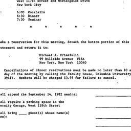 Announcements, 1982-09-14. ...