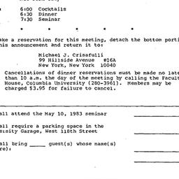 Announcements, 1983-05-10. ...