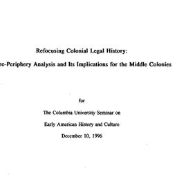 Speaker's paper, 1996-1...