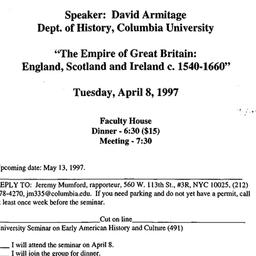 Announcements, 1997-04-08. ...