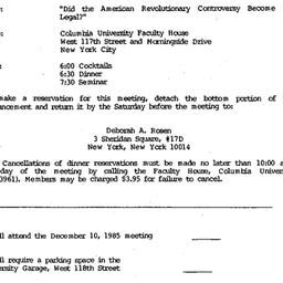 Announcements, 1985-12-10. ...