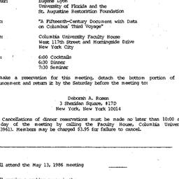 Announcements, 1986-05-13. ...