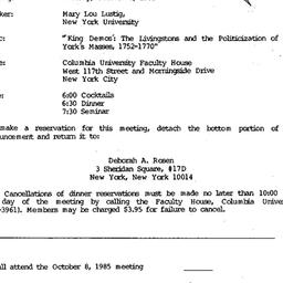 Announcements, 1985-10-08. ...