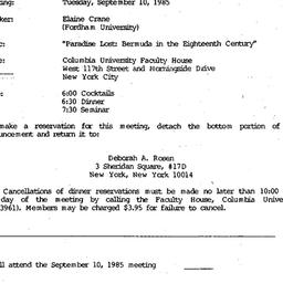 Announcements, 1985-09-10. ...