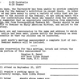 Announcements, 1977-09-20. ...