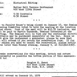 Announcements, 1978-01-10. ...