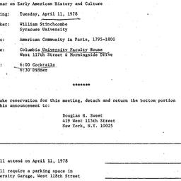 Announcements, 1978-04-11. ...