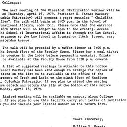 Announcements, 1979-04-19. ...