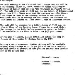 Announcements, 1979-03-22. ...