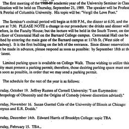 Announcements, 1989-09-07. ...