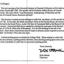 Announcements, 1989-09-29. ...