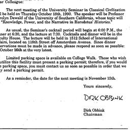 Announcements, 1990-10-09. ...