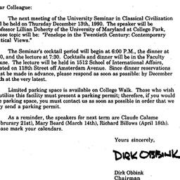 Announcements, 1990-11-30. ...