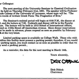 Announcements, 1991-01-29. ...