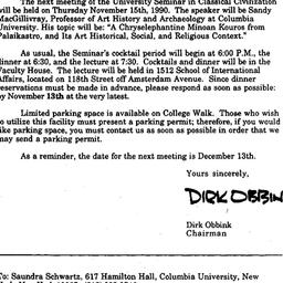 Announcements, 1990-11-02. ...