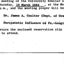 Announcements, 1964-03-19. ...