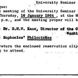 Announcements, 1964-01-16. ...