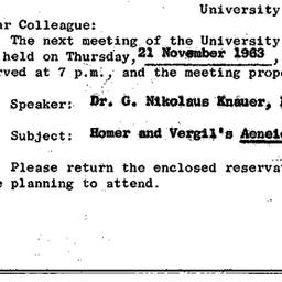 Announcements, 1963-11-21. ...