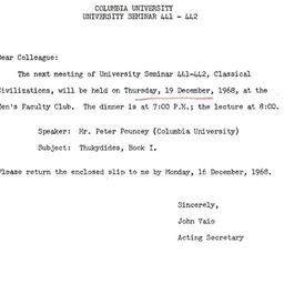 Announcements, 1968-12-19. ...