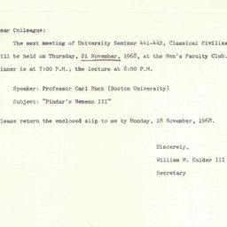 Announcements, 1968-11-21. ...