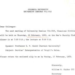 Announcements, 1969-02-20. ...