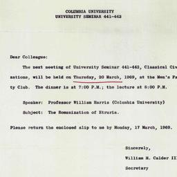 Announcements, 1969-03-20. ...