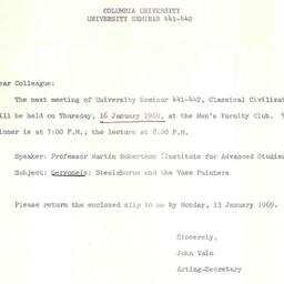 Announcements, 1969-01-16. ...