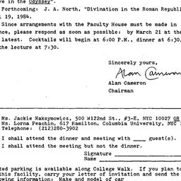 Announcements, 1984-03-01. ...