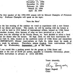 Announcements, 1994-09-08. ...